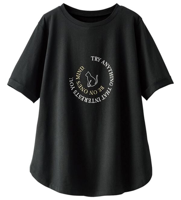BELLUNA（ベルーナ）の「綿１００％着映えネコ柄プリントＴシャツ（Tシャツ）」｜詳細画像
