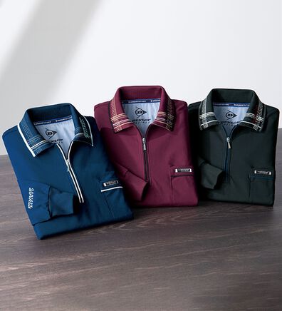 「【３色組】＜ダンロップ・リファインド＞ジップポロ（メンズポロシャツ）」