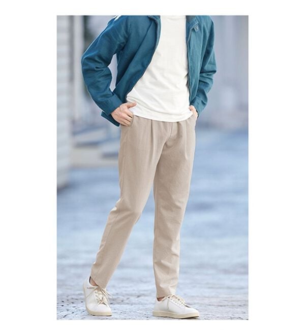 「リネンタッチワンタックワイドパンツ・オープンカラーワイドシャツ（メンズシャツ）」｜詳細画像