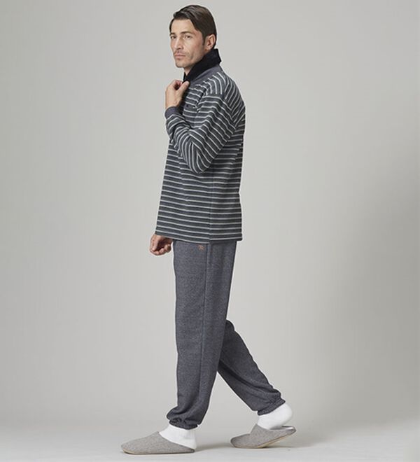 「【２着組】＜アーノルド　パーマー＞首まで暖か綿混杢調パジャマ（メンズルームウェア）」｜詳細画像