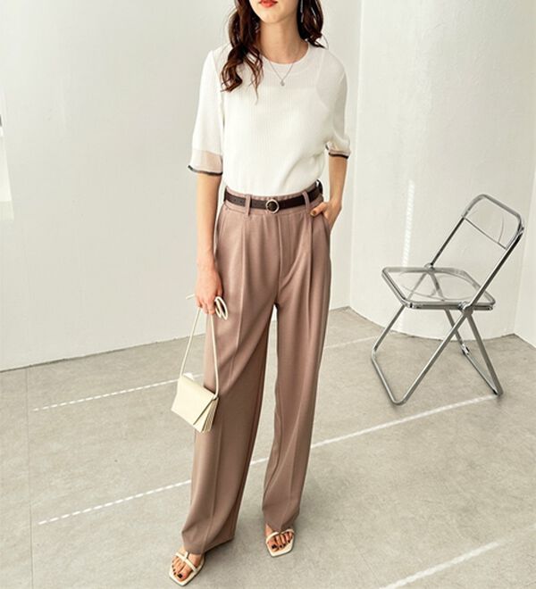 GeeRA（ジーラ）の「美脚魅せタックワイドスラックスパンツ（ワイドパンツ・ガウチョ）」｜詳細画像