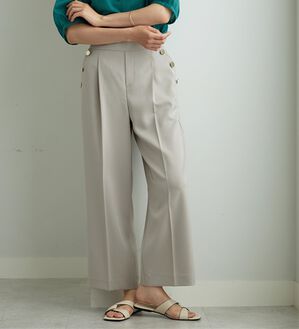 BELLUNA（ベルーナ）の「メランジストレッチ素材ワイドパンツ（ワイドパンツ・ガウチョ）」｜ライトグレー