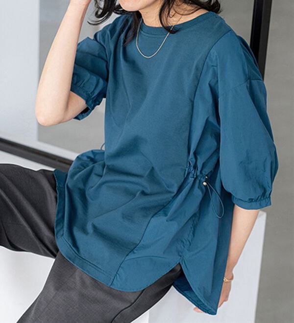 BELLUNA（ベルーナ）の「高見え！異素材切替ドロスト使いプルオーバー（カットソー）」｜詳細画像