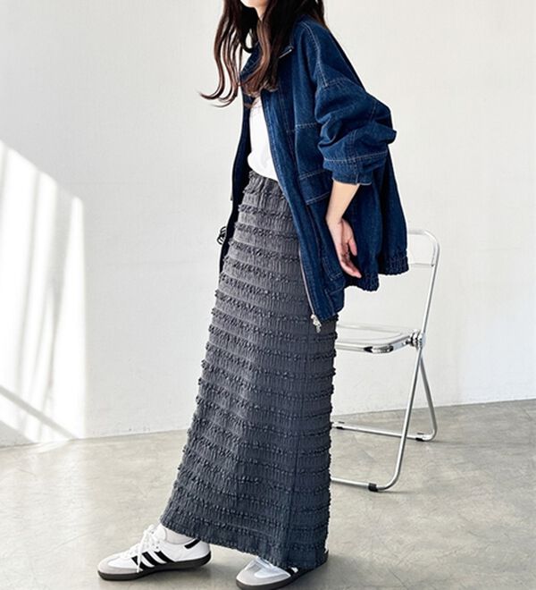 GeeRA（ジーラ）の「すっきりオシャレ見え！ジャカードレースタイトスカート（ロングスカート）」｜詳細画像