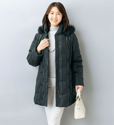 ルフラン（ルフラン）の「ランダムキルトデザインシルク１００％ダウン（ハーフコート）」