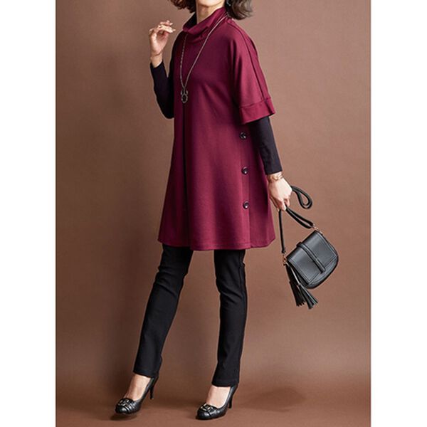 BELLUNA（ベルーナ）の「リブ使いサイドボタンデザインチュニック（チュニック）」｜詳細画像