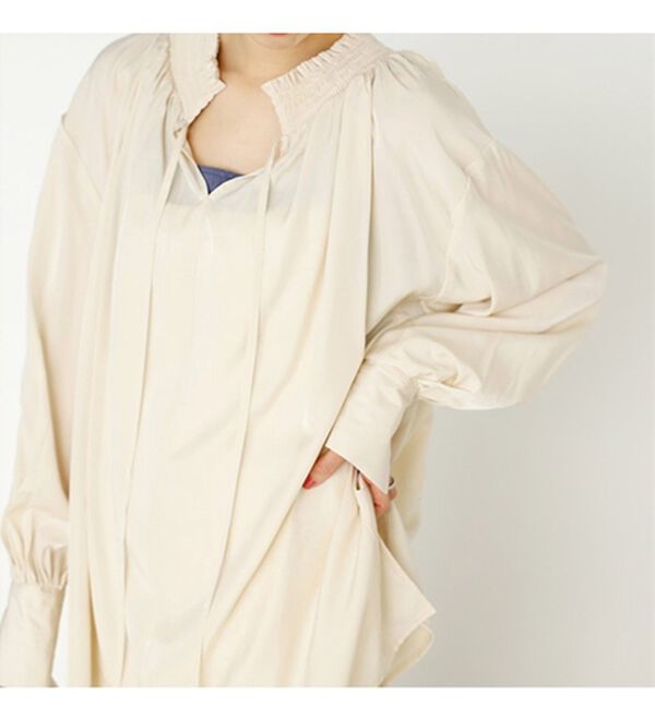 GeeRA（ジーラ）の「リボン付スキッパーブラウス（ブラウス）」｜詳細画像