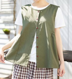 Viola e Viola（ヴィオラ エ ヴィオラ）の「麻入りペプラム切替ベスト（ベスト）」｜詳細画像