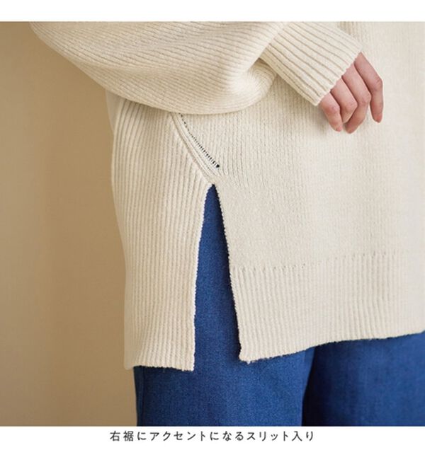 Viola e Viola（ヴィオラ エ ヴィオラ）の「【毛玉になりにくい・静電気防止】サイドスリットハイネックニット（ニット・セーター）」｜詳細画像