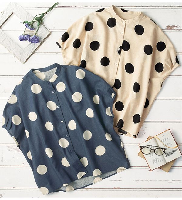 BELLUNA（ベルーナ）の「コットンリネンドットプリントゆるブラウス（ブラウス）」｜詳細画像