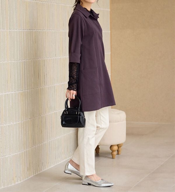 BELLUNA（ベルーナ）の「なめらかポンチ素材衿付きチュニック（チュニック）」｜詳細画像