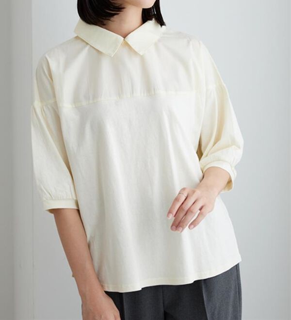 BELLUNA（ベルーナ）の「衿付き異素材切替プルオーバー（カットソー）」｜詳細画像