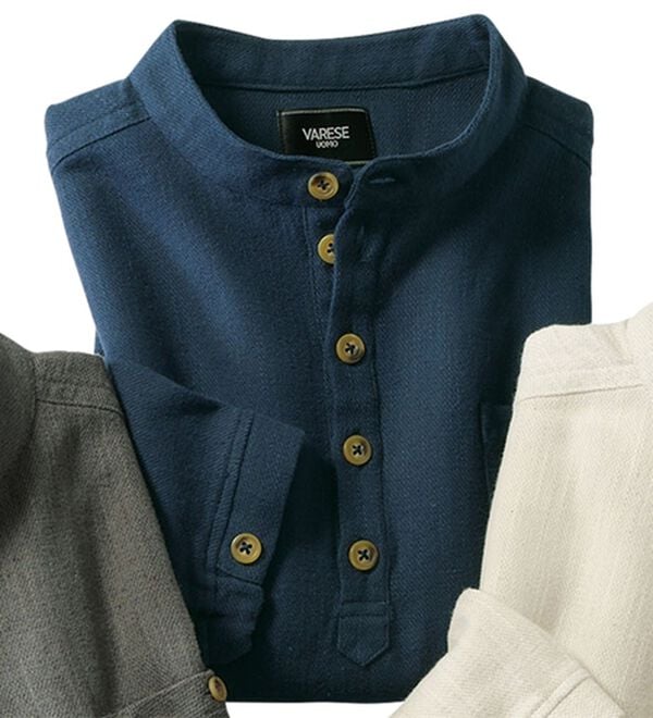 「ざっくり木綿のふんわり起毛シャツ（メンズシャツ）」｜ネイビー