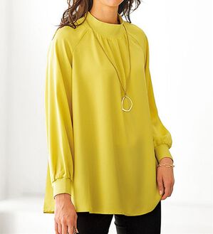 BELLUNA（ベルーナ）の「リブ切替ドレープデザインブラウス（ブラウス）」｜イエロー