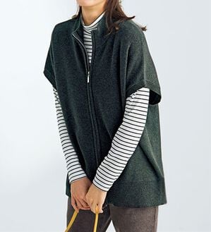 BELLUNA（ベルーナ）の「綿１００％ダブルジップニットベスト（ベスト）」｜杢チャコール