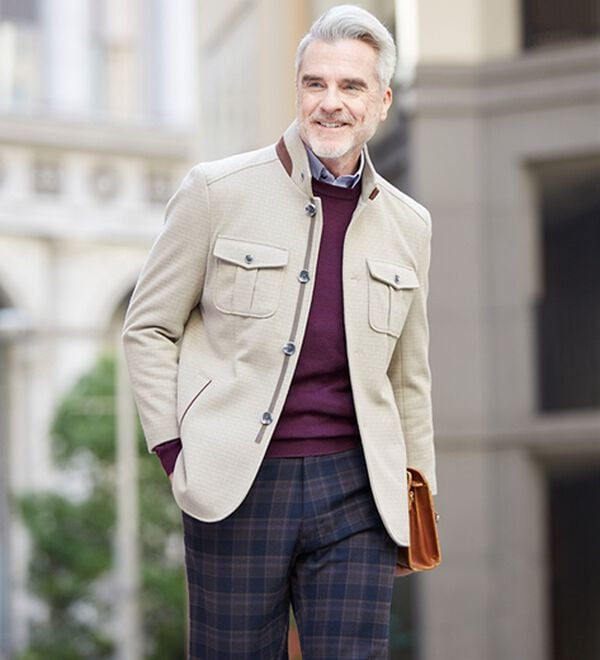 「＜コムルヴァン・オム＞袖丈短め紳士のジャストフィットジャケット（メンズジャケット）」｜詳細画像