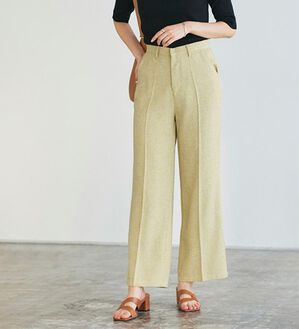Pierrot（ピエロ）の「【選べる丈】サマーツイードセンタープレスパンツ（フルレングスパンツ）」｜イエロー