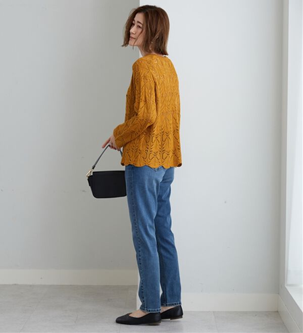 BELLUNA（ベルーナ）の「リボン柄透かし編ニットプルオーバー（ニット・セーター）」｜詳細画像