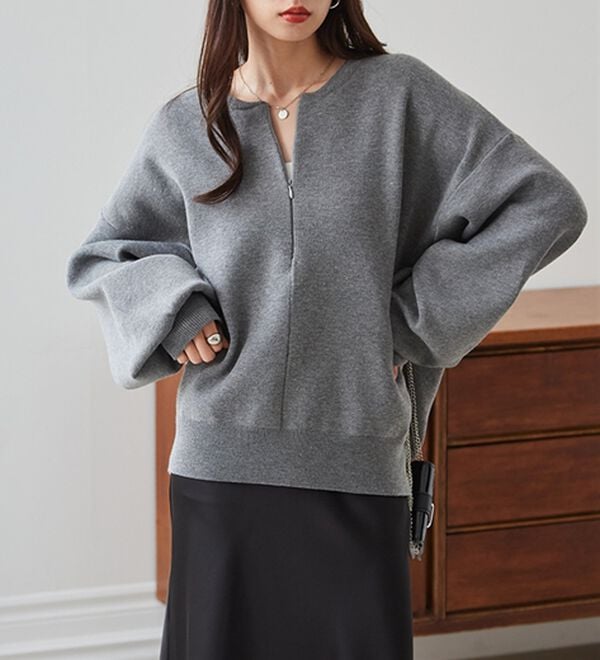 RANAN（ラナン）の「ハーフジップスウェットライクニット（ニット・セーター）」｜詳細画像