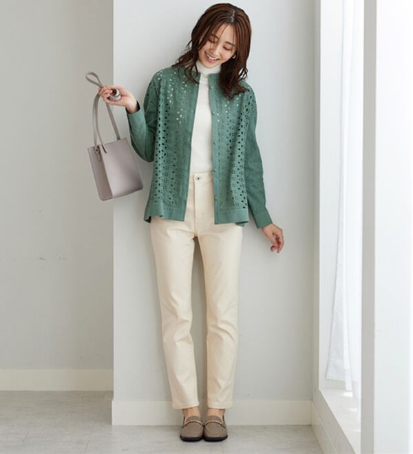 BELLUNA（ベルーナ）の「花柄レース切替シャツジャケット（シャツ）」｜詳細画像