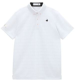 「＜ルコック＞ロゴボーダー柄半袖シャツ（メンズシャツ）」｜ホワイト