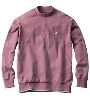 「＜チャンピオン＞衿デザイントレーナー（メンズトレーナー）」｜グレイッシュピンク(モック)