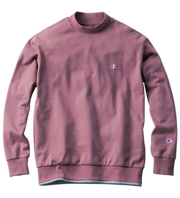「＜チャンピオン＞衿デザイントレーナー（メンズトレーナー）」｜グレイッシュピンク(モック)