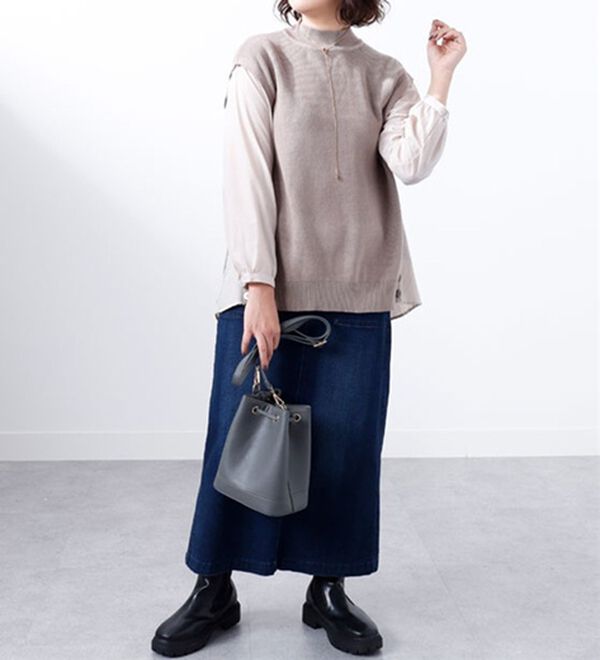 BELLUNA（ベルーナ）の「シャツレイヤード風ニットプルオーバー（ニット・セーター）」｜詳細画像