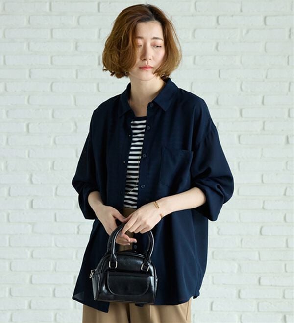 BELLUNA（ベルーナ）の「イージーケア！とろみ素材ビッグシャツ（シャツ）」｜詳細画像