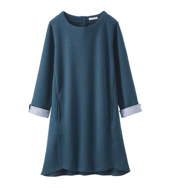 BELLUNA（ベルーナ）の「後ろボタンボーダージャカードワンピース（その他ワンピース）」｜詳細画像