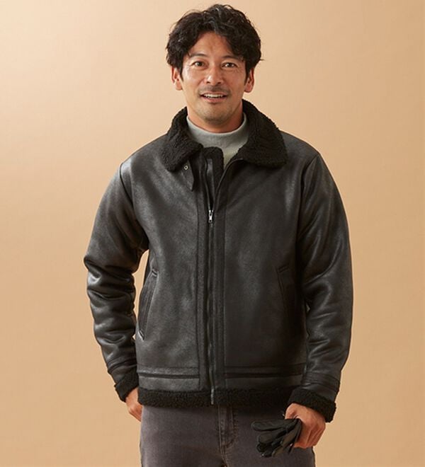 「裏ボアレザー調ジャケット（メンズジャケット）」｜詳細画像