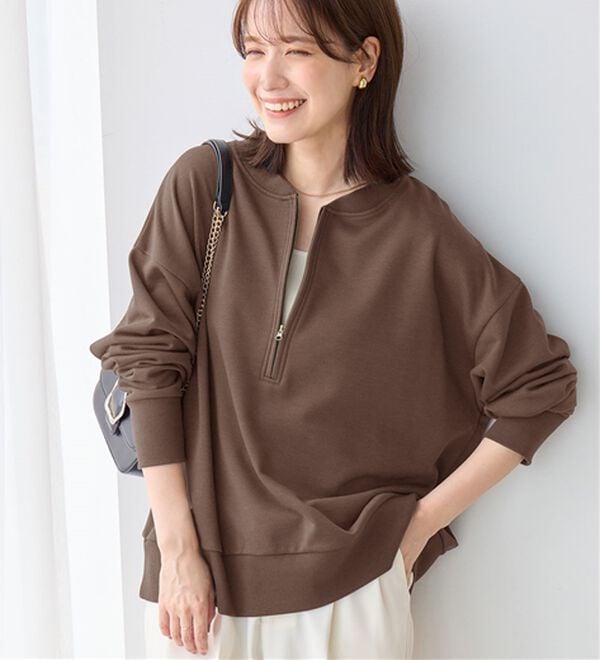 Viola e Viola（ヴィオラ エ ヴィオラ）の「抜け感！ハーフジップ大人スウェット（トレーナー・スウェット）」｜ブラウン