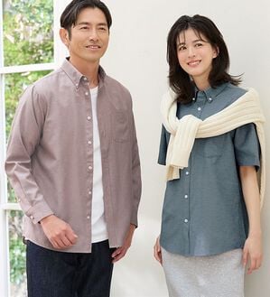 「シンプル＆プラス　お手入れ簡単オックスフォードシャツ（メンズシャツ）」｜詳細画像