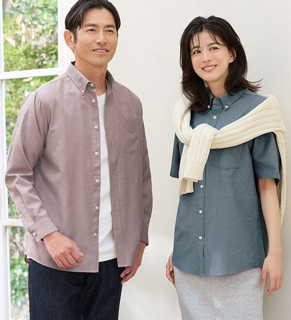 「シンプル＆プラス　お手入れ簡単オックスフォードシャツ（メンズシャツ）」｜詳細画像
