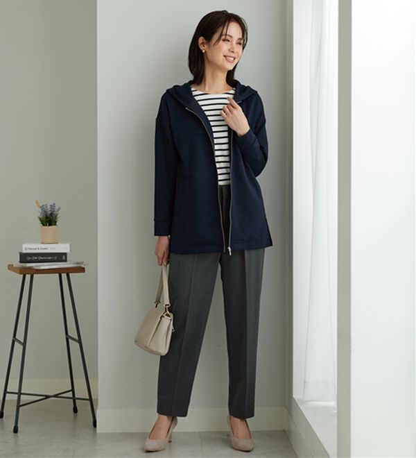 BELLUNA（ベルーナ）の「フードデザインとろみ素材ジップアップパーカー（パーカー）」｜詳細画像