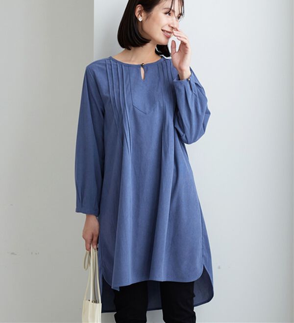 BELLUNA（ベルーナ）の「コーデュロイ素材ピンタック使いワンピース（その他ワンピース）」｜詳細画像