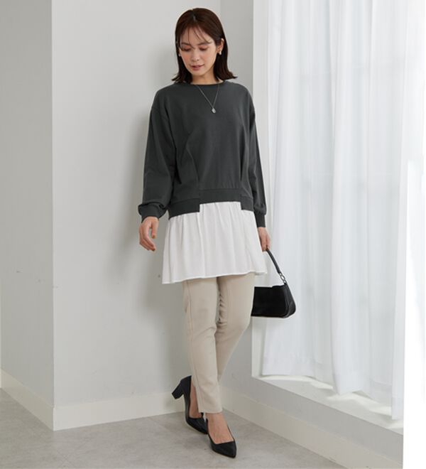 BELLUNA（ベルーナ）の「裏毛素材レイヤード風チュニック（チュニック）」｜詳細画像