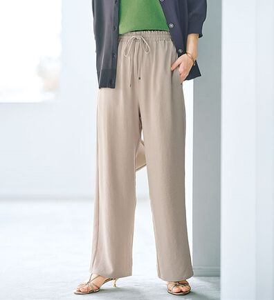 BELLUNA（ベルーナ）の「【快適Ｌａｂ．】お手入れ楽々ビンテージ調素材ワイドパンツ（ワイドパンツ・ガウチョ）」