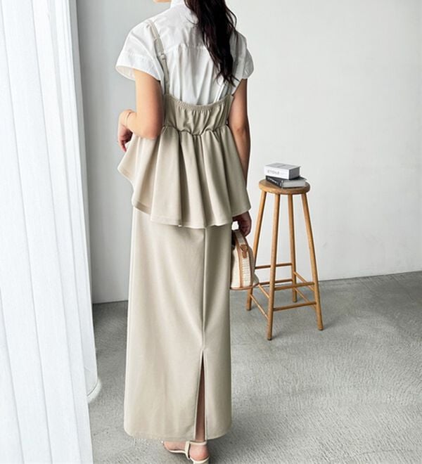 GeeRA（ジーラ）の「楽ちん！ペプラムキャミワンピース（カットソーワンピース）」｜詳細画像