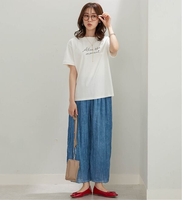 BELLUNA（ベルーナ）の「<INDIA>デニム調ワイドパンツ（ワイドパンツ・ガウチョ）」｜詳細画像