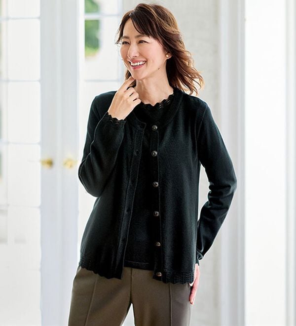 BELLUNA（ベルーナ）の「フォーマル対応スカラップ刺しゅうニットアンサンブル（ニットカーディガン）」｜詳細画像