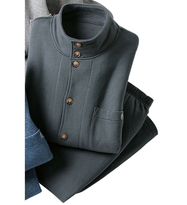 「やっと出会えた！綿１００％裏起毛パジャマ（メンズルームウェア）」｜チャコール