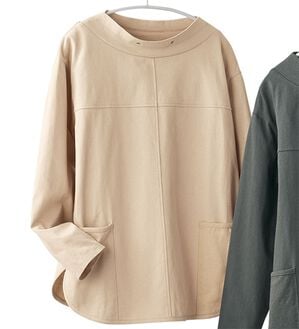 BELLUNA（ベルーナ）の「抗菌防臭綿１００％長袖プルオーバー（カットソー）」｜トープ