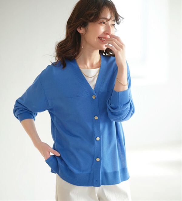 BELLUNA（ベルーナ）の「【快適Ｌａｂ．】シャリ冷！洗える多機能ニットカーディガン（ニットカーディガン）」｜詳細画像