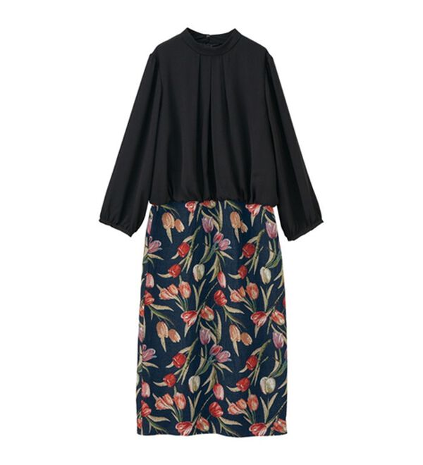 RANAN（ラナン）の「ゴブラン使いドッキングワンピース（ドッキングワンピース）」｜詳細画像