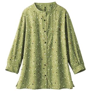 BELLUNA（ベルーナ）の「ピンタック使いドット柄プリントブラウス（ブラウス）」｜グリーン系