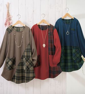 ルフラン（ルフラン）の「【３色組】お洒落なあったかかっぽうチュニック（チュニック）」｜詳細画像