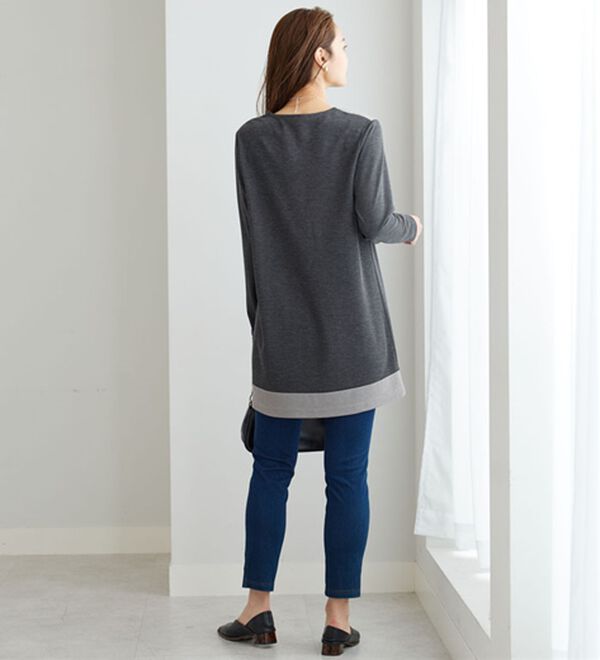 BELLUNA（ベルーナ）の「かのこ素材配色ブロッキングチュニック（チュニック）」｜詳細画像
