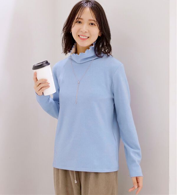 BELLUNA（ベルーナ）の「なめらかタッチ起毛素材配色インナープルオーバー（カットソー）」｜詳細画像