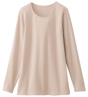 LAVIENNE（ラヴィエンヌ）の「もっとあったか！肌側綿クルーネックプルオーバー（肌着・インナーウェア）」｜グレージュ